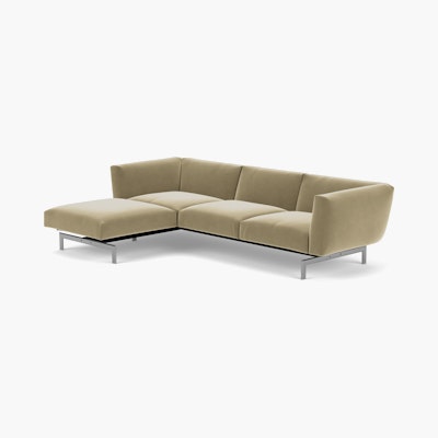Avio Sectional - Three Seater, Right, Knoll Velvet, Sandstone, Silver